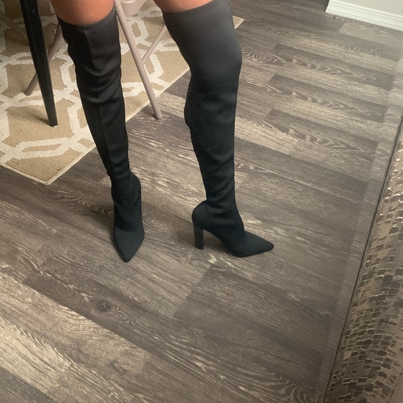 ASOS DESIGN Knitted Block Heel Thigh High Boots - Picture 7 of 7